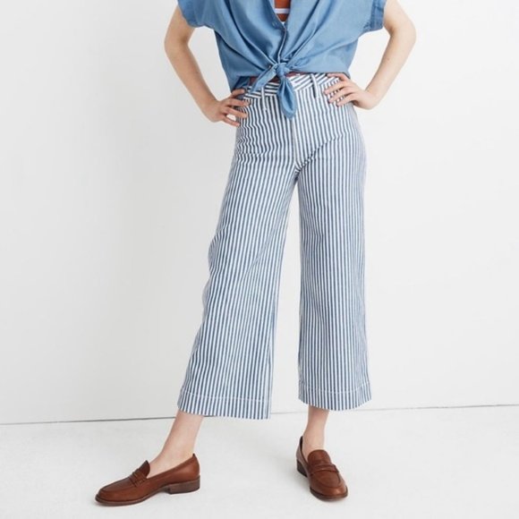 Madewell Pants - Madewell Emmett Railroad Stripe Wide Leg Crop Pant
